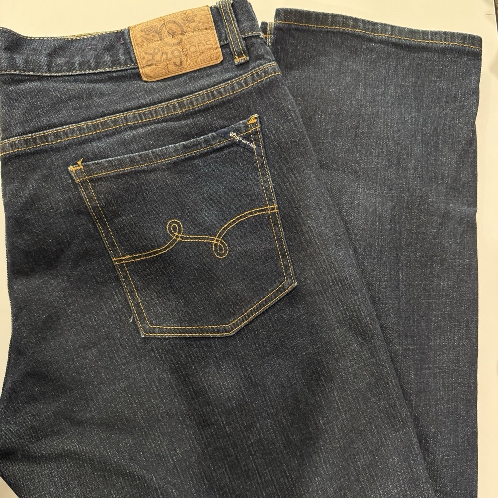 LRG True Straight Fit Jeans Mens Size 40 Dark Wash Denim Streetwear 37x30.5